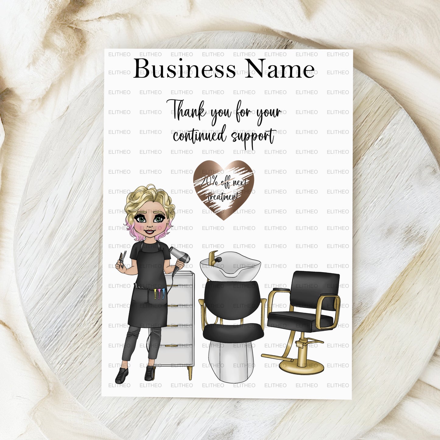 Hairdresser Discount Card With Scratch Off, Custom Home Salon Customer Loyalty Card, Custom Character, Hairdresser Thank You Discount Card