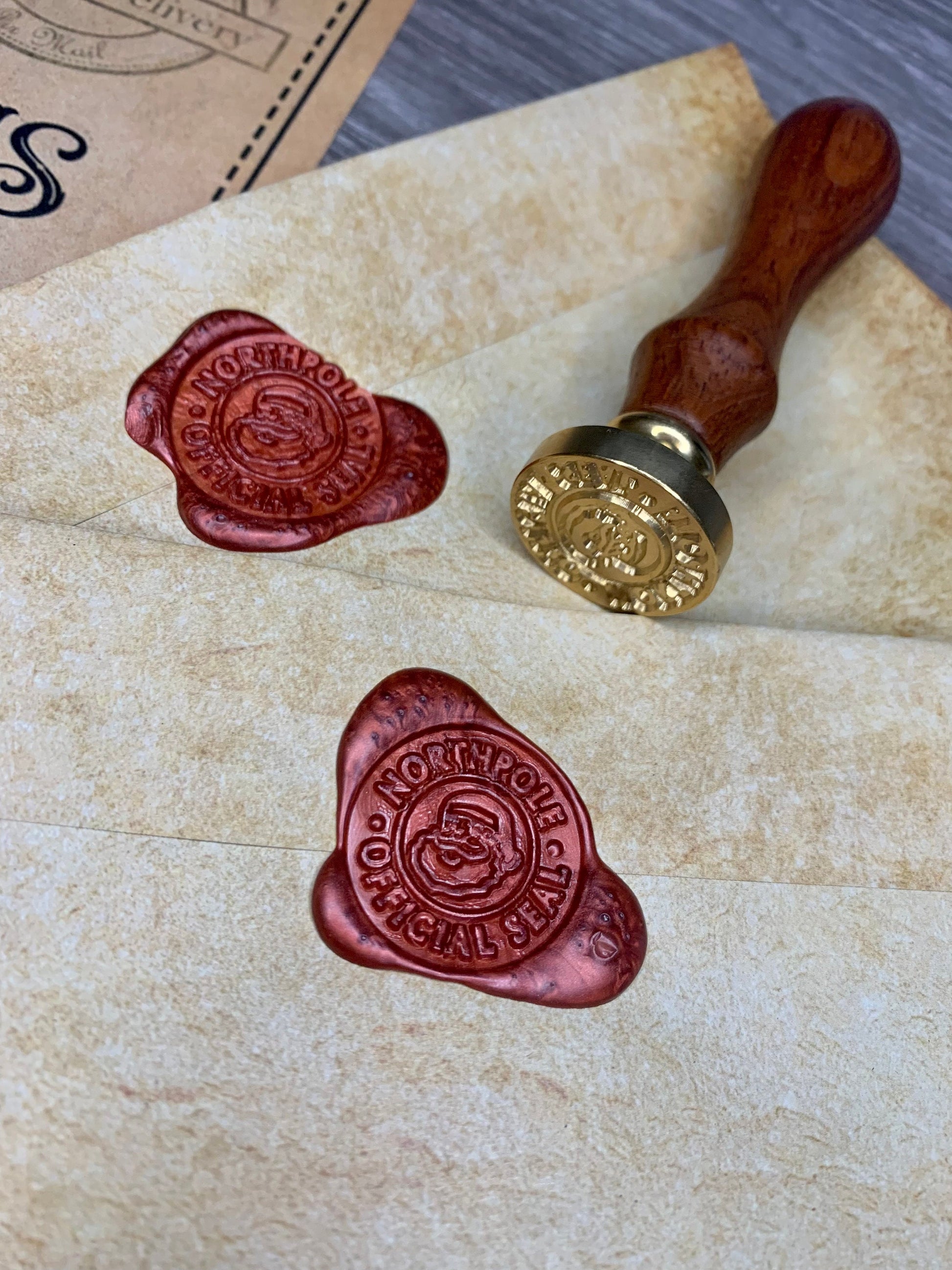 Vintage look letter and nice list certificate to Father Christmas or Santa Claus with a wax seal