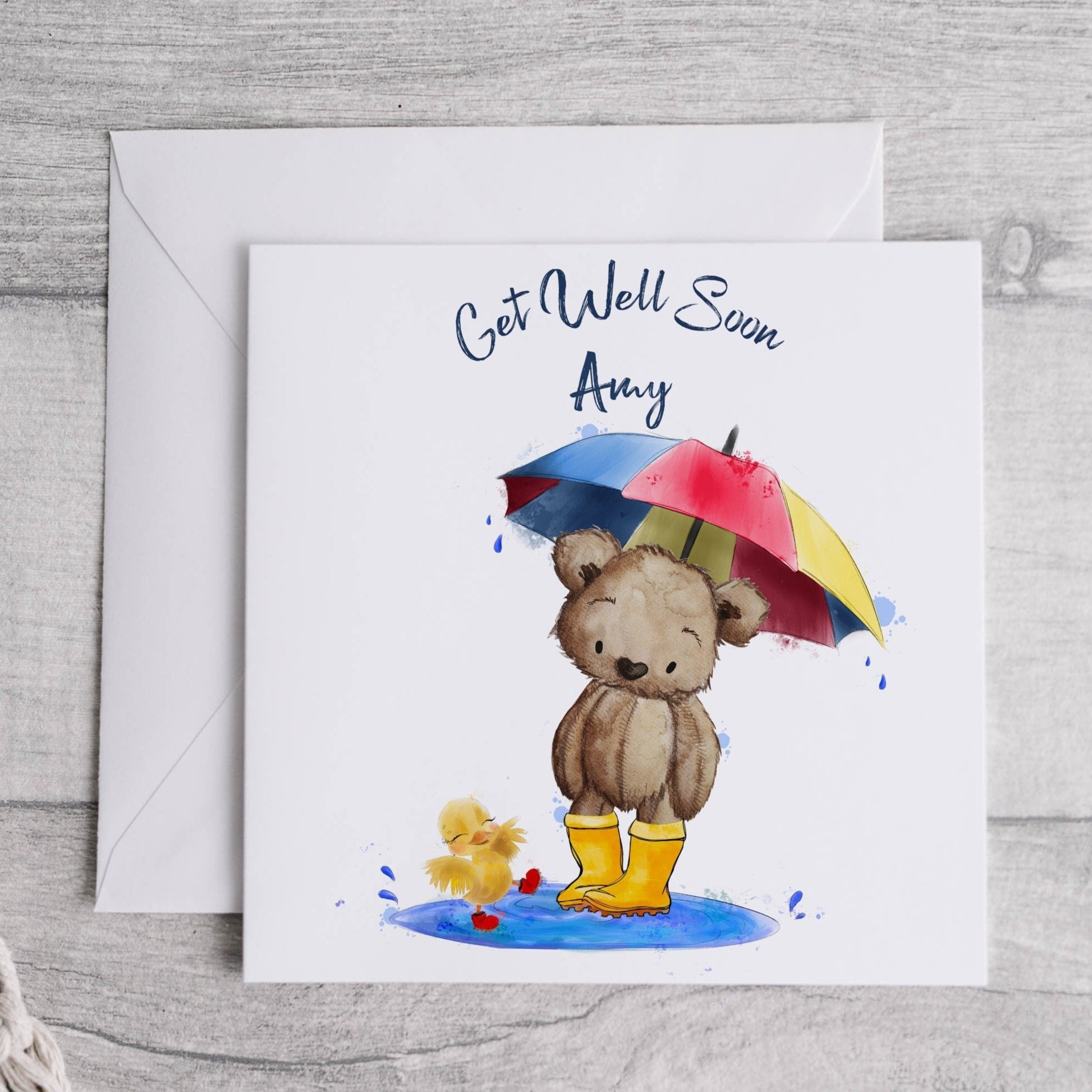 Personalised Get Well Soon Card Teddy Bear Get Well Soon Card 